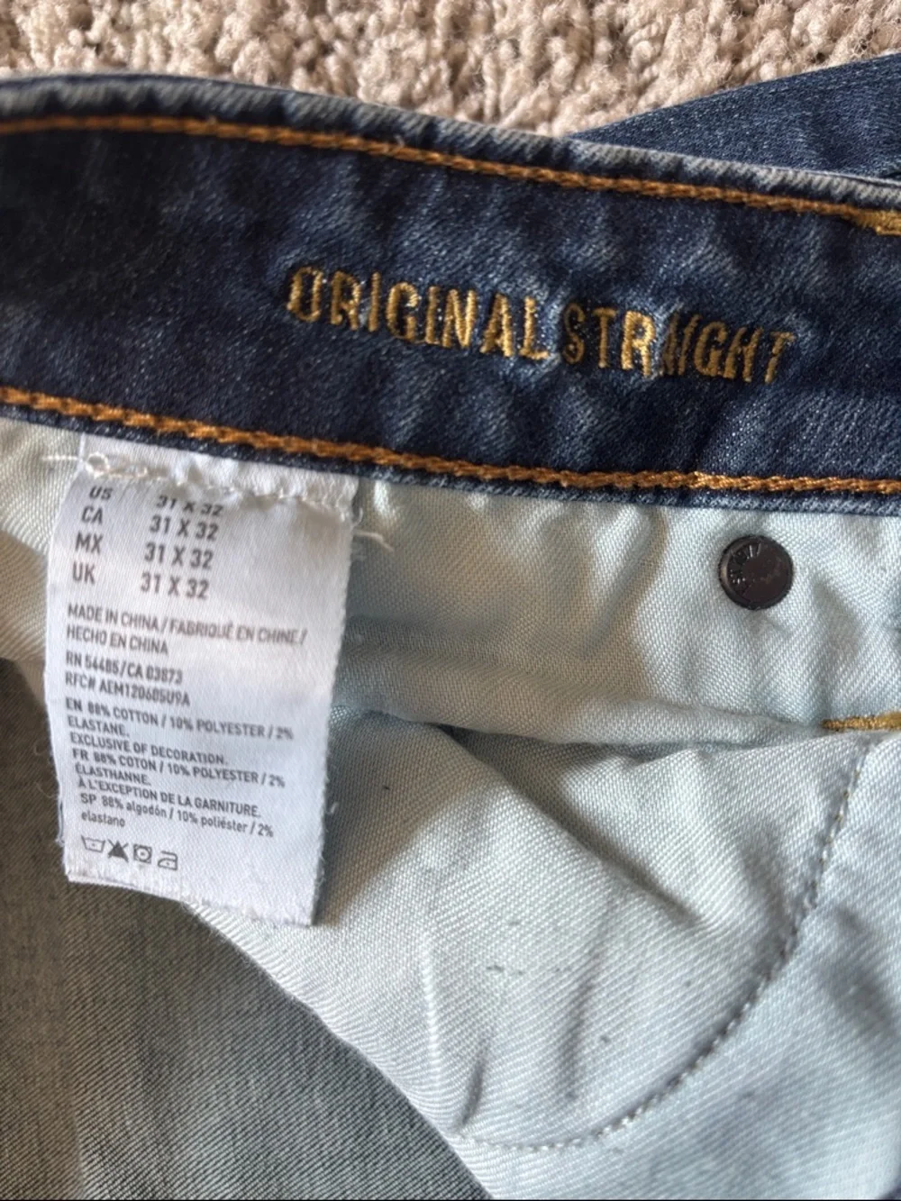 American Eagle Outfitters Extreme Flex Original Straight Jeans in Dark Blue Wash